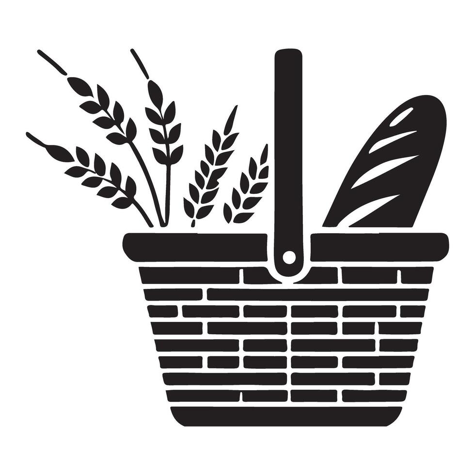 Picnic Basket Silhouette Illustration Art vector