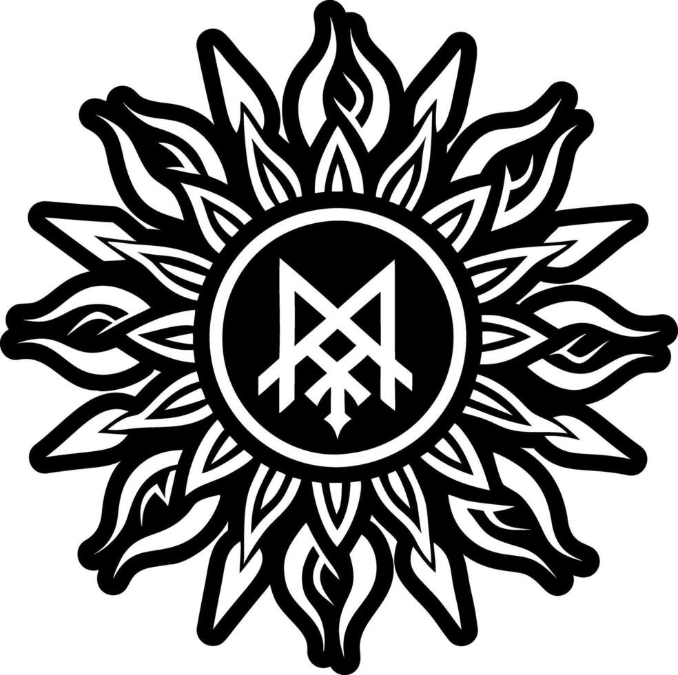A solid style icon of starburst rune symbol vector