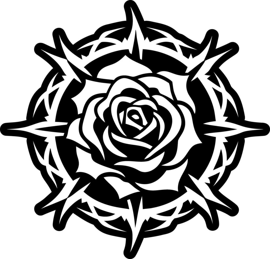 Thorn rose icon in solid style vector