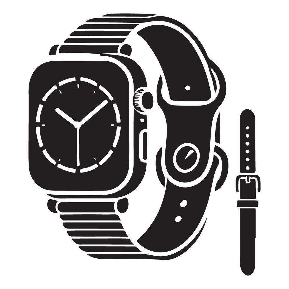 Smartwatch with Extra Band Silhouette Illustration vector