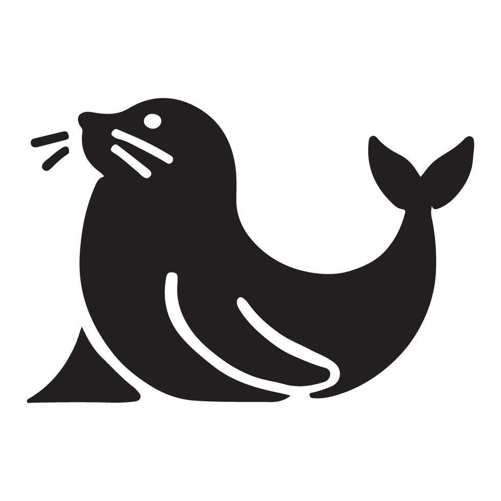 Seal Silhouette Illustration for Marine Life Designs vector