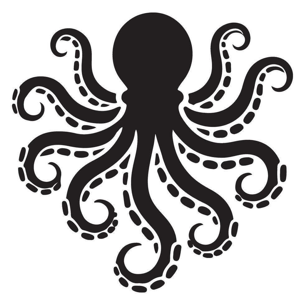 Curvy Octopus Silhouette Illustration vector