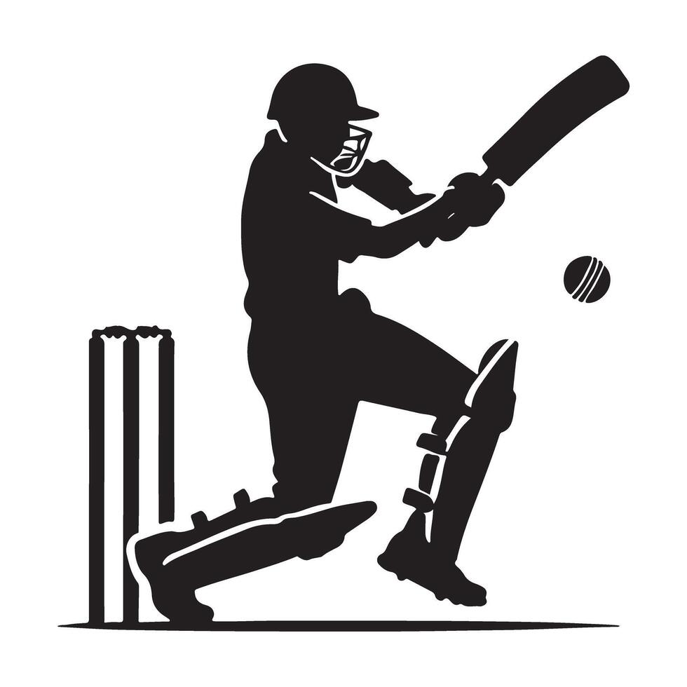 Cricket Player Silhouette Action design Illustration vector