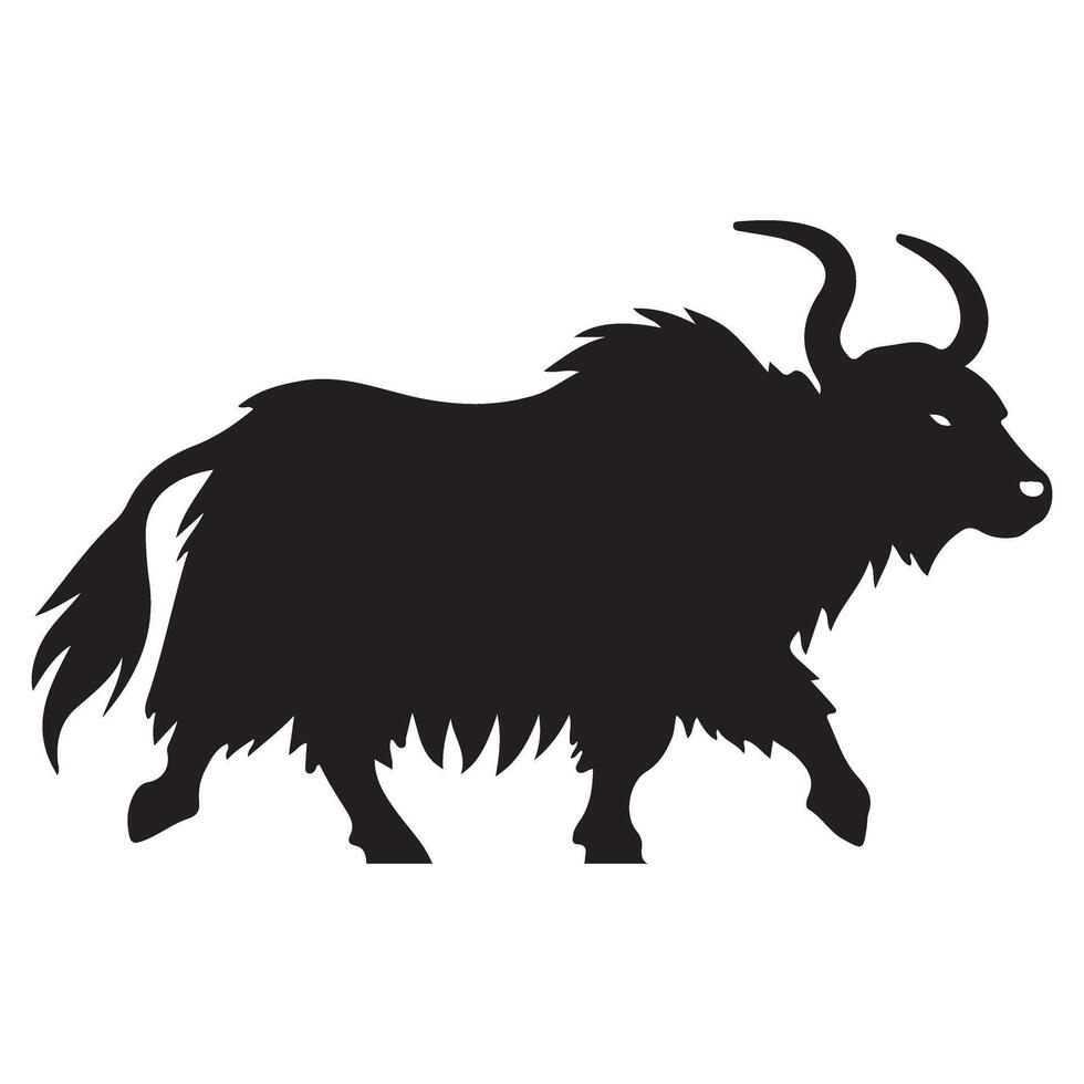 Majestic Yak Silhouette Walking Illustration vector