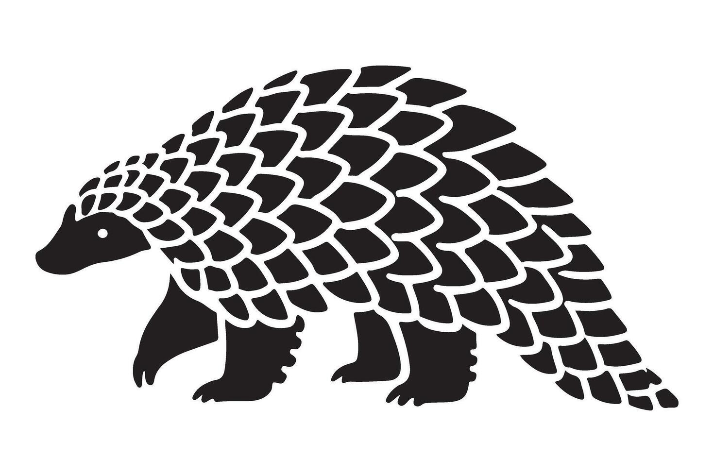 Detailed Pangolin Silhouette Illustration vector
