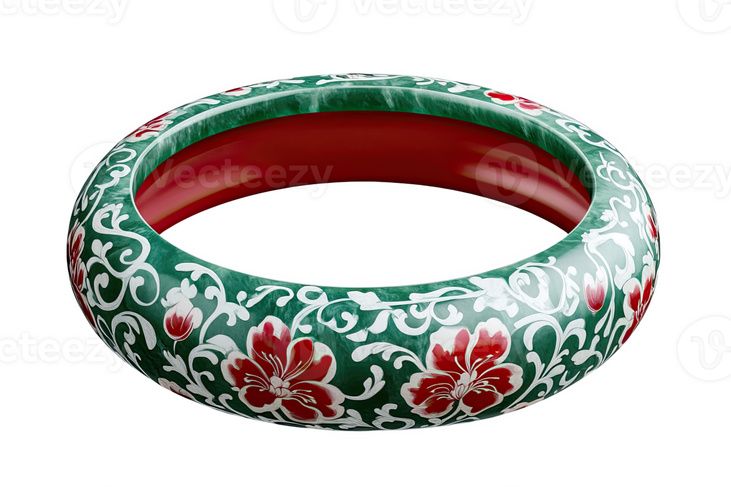 A green and red bangle with floral designs png