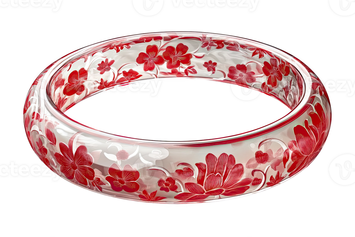 A red and white floral patterned bangle png