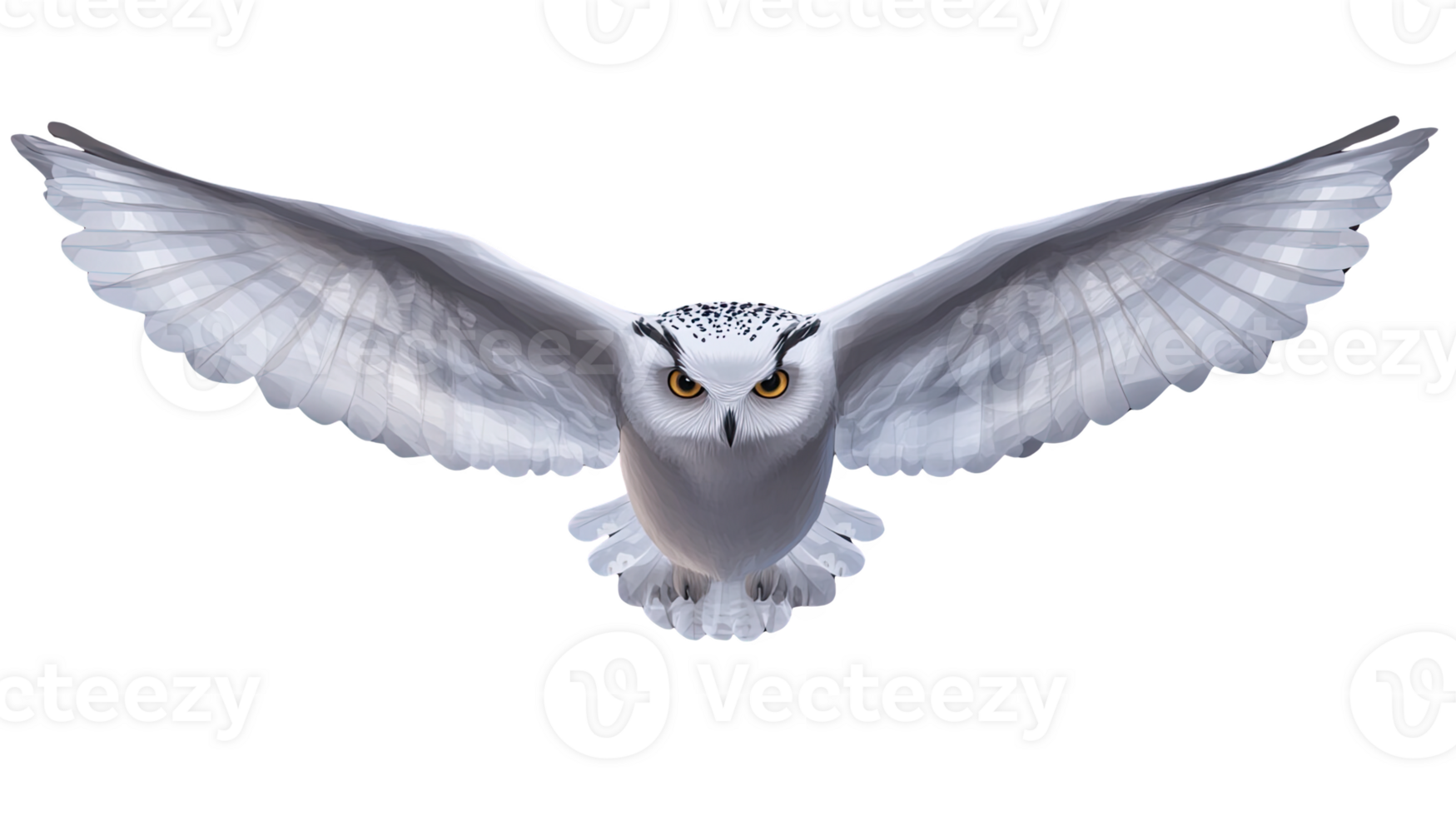 A majestic white owl with outstretched wings, showcasing its beauty in flight against a simple background. png