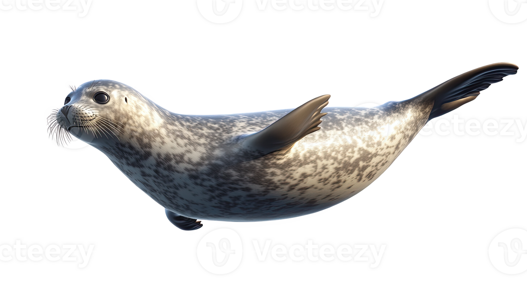 A cute seal swimming gracefully in the ocean, showcasing its playful demeanor. png