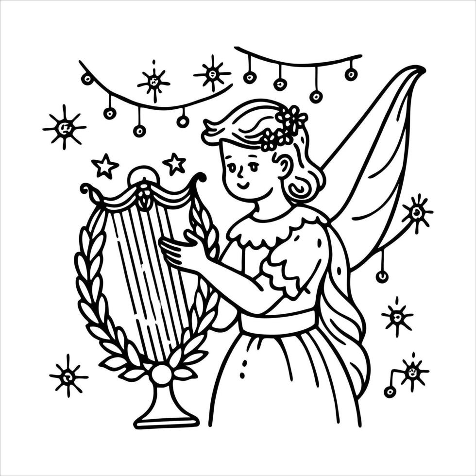 Angel Harp Playing vector