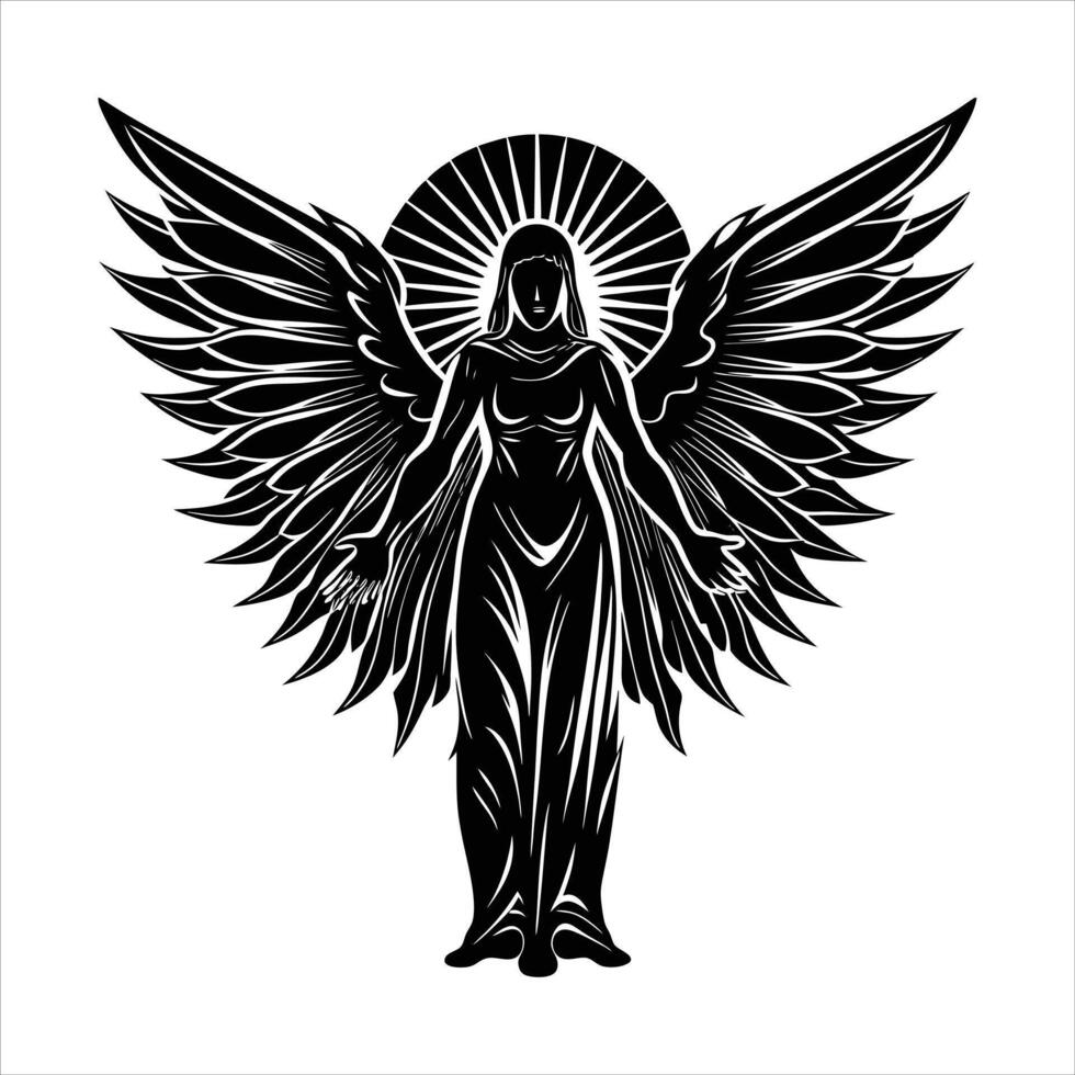 Radiant Wings Black Angelic vector