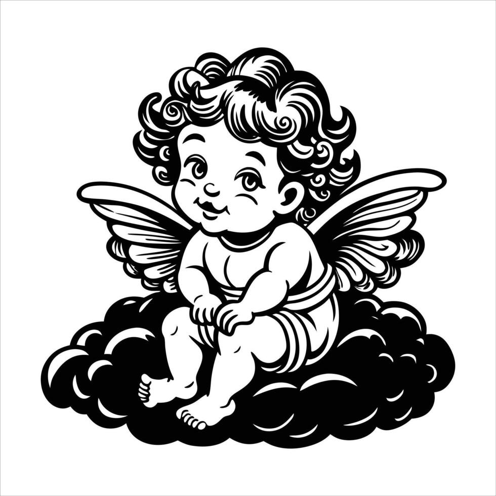 Flying cupid baby angel vector