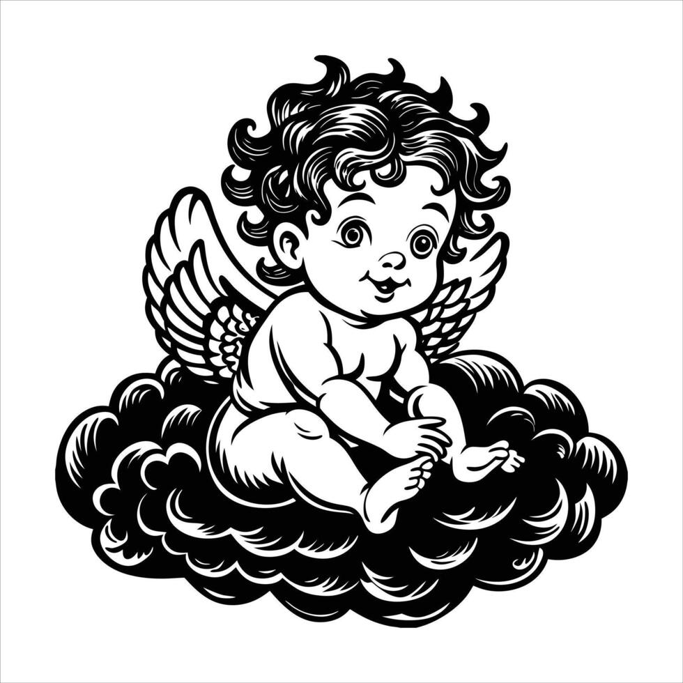Little angel in frame vector