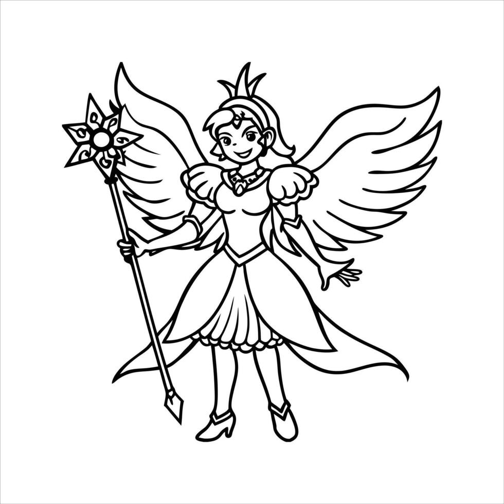 blue fairy coloring pages vector