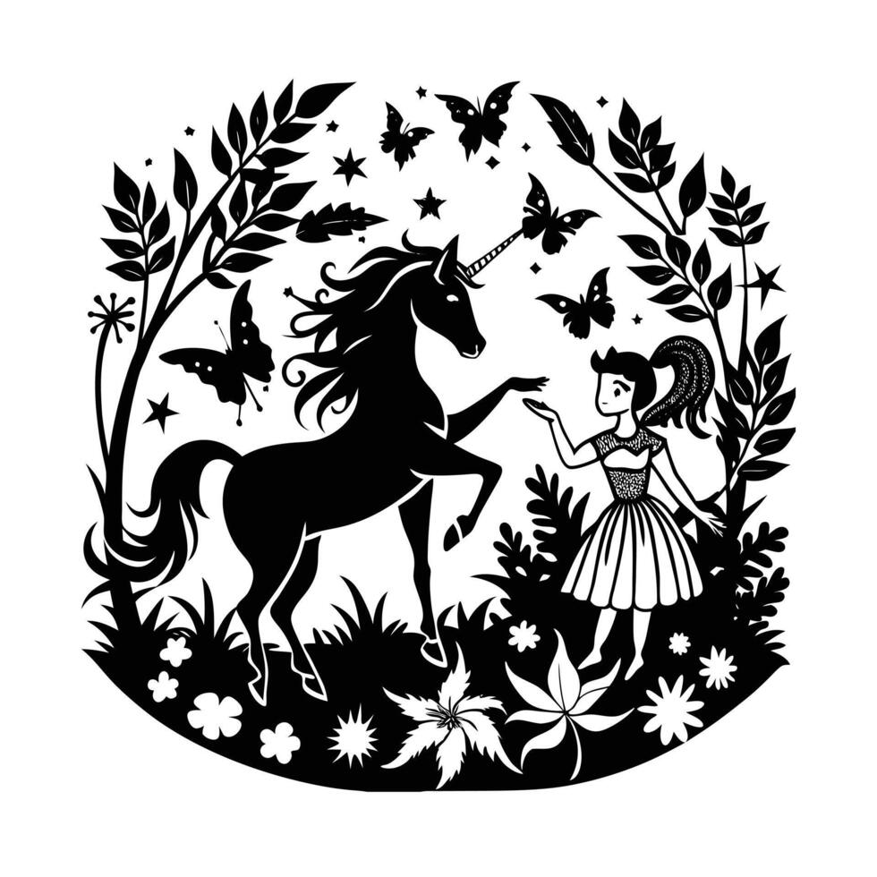 Magical Unicorn Silhouette Black vector