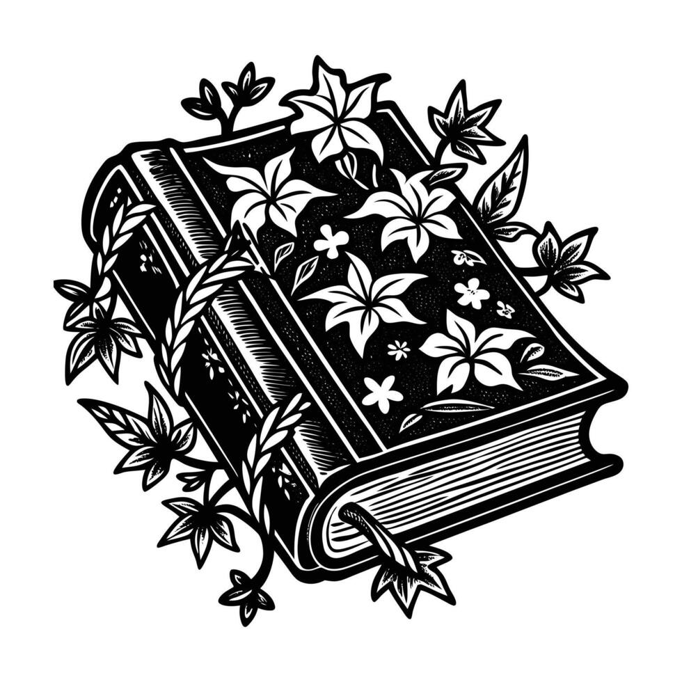 Old Book With Flower vector