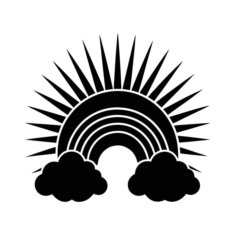 Rainbow combined silhouette vector