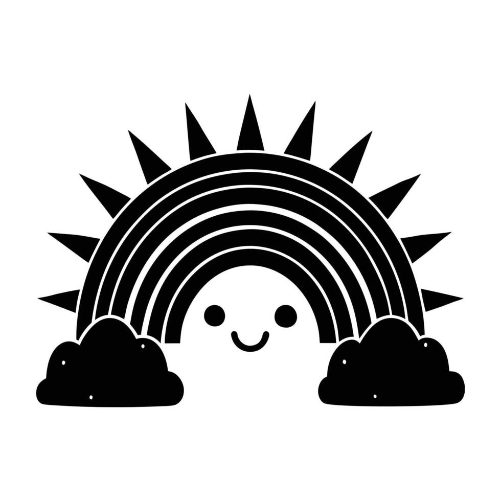 Rainbow cartoon silhouette vector