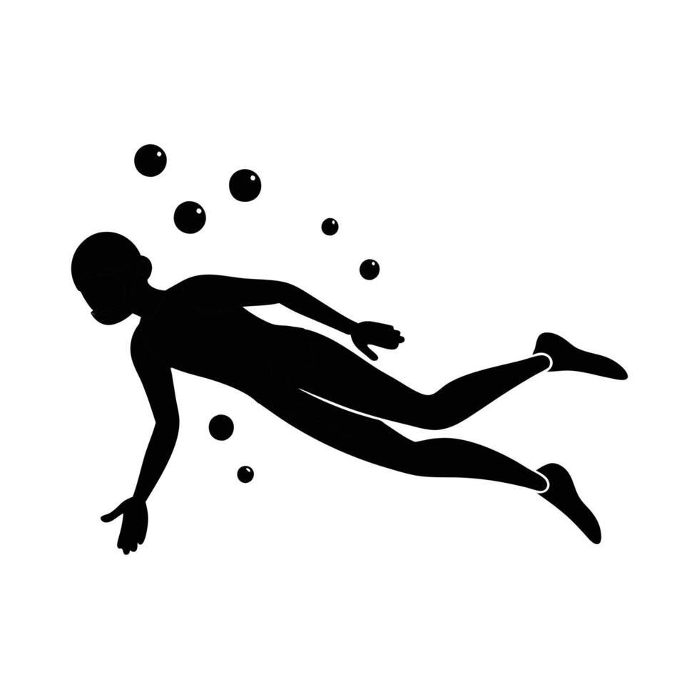 Scuba Diver Relaxed Silhouette vector
