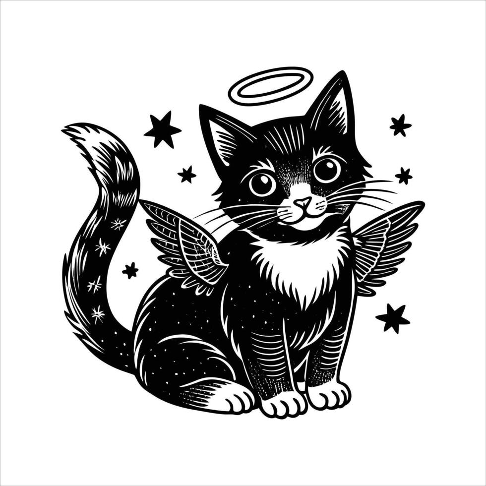 Cat With Angel Wings vector
