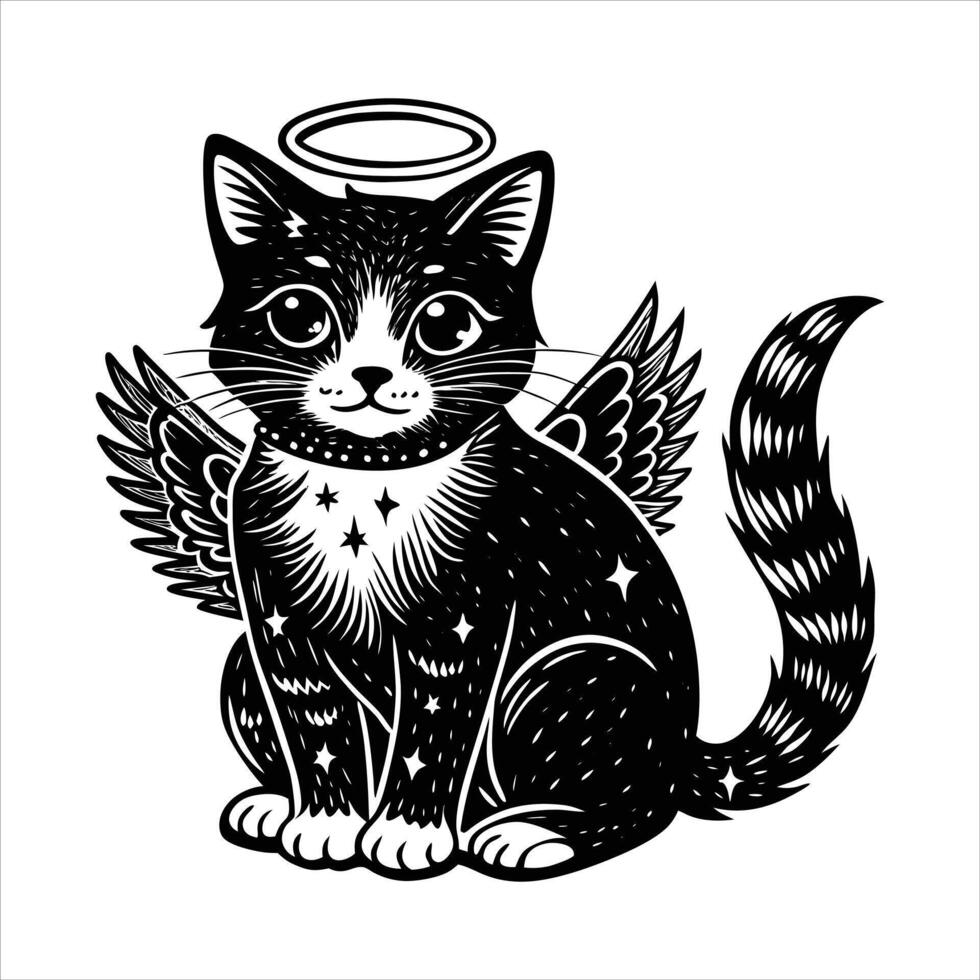 Cat With Angel Wings Vectors