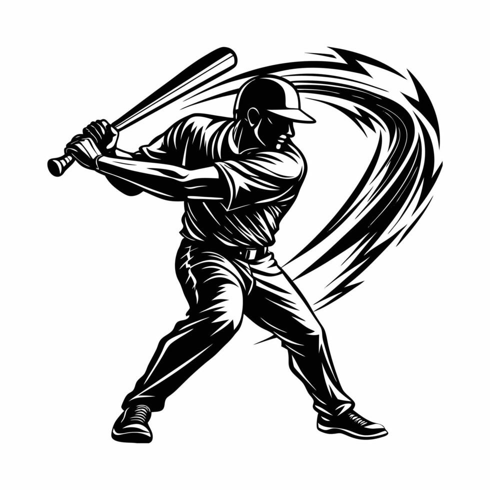 Baseball Player Swinging Bat svg vector