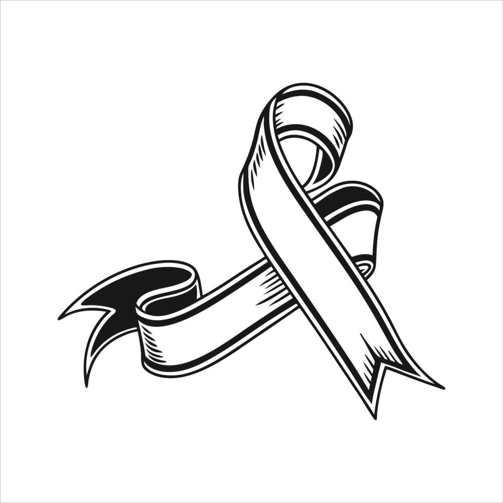 Awareness ribbon hand drawn doodle sketch vector