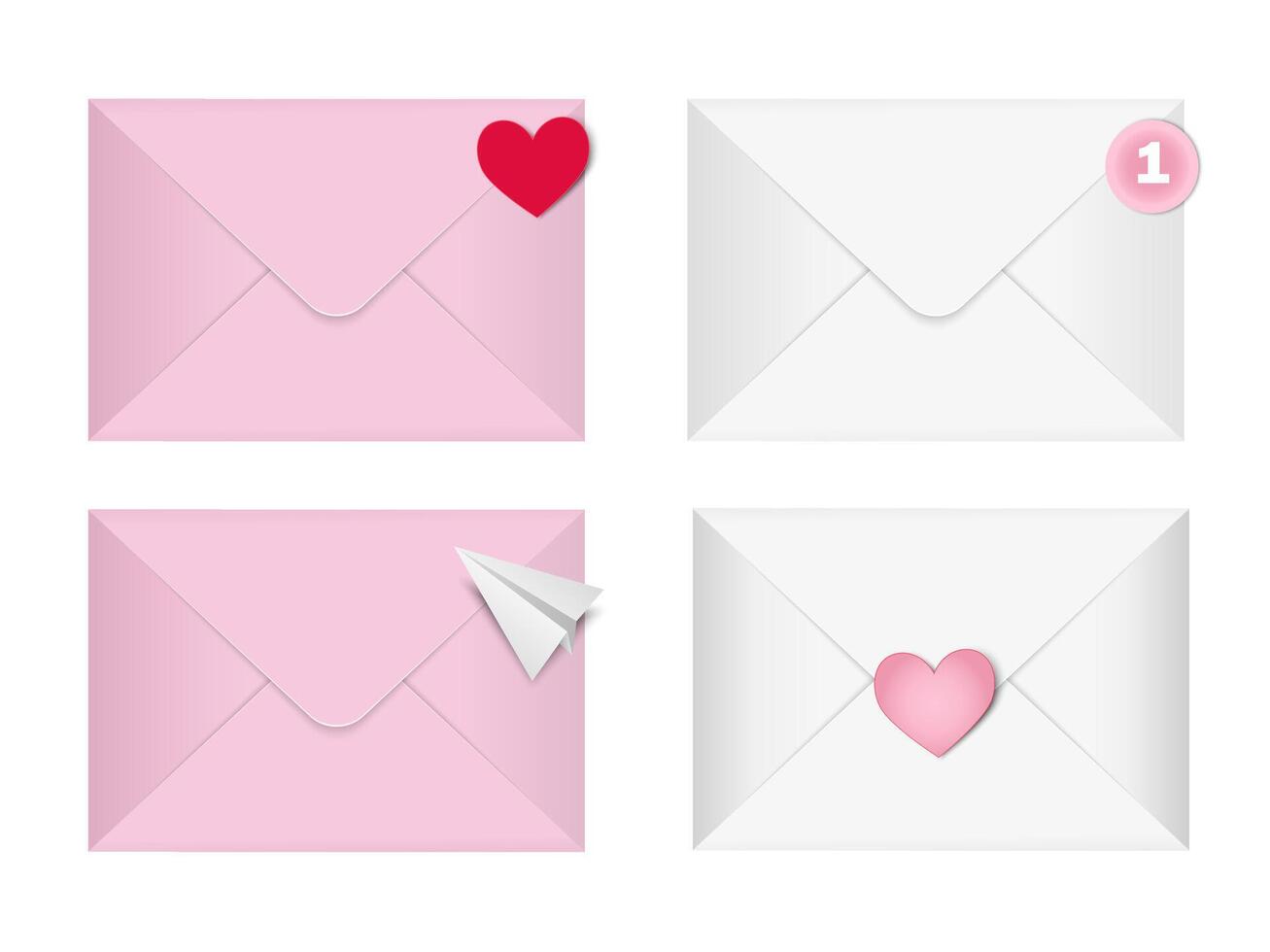 paper envelope, letter set. Message I love you. Valentine's Day card. Romantic invitation. Mail and postcard. Incoming massage. vector