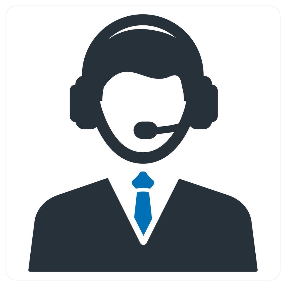 Customer support icon concept in blue filled vector