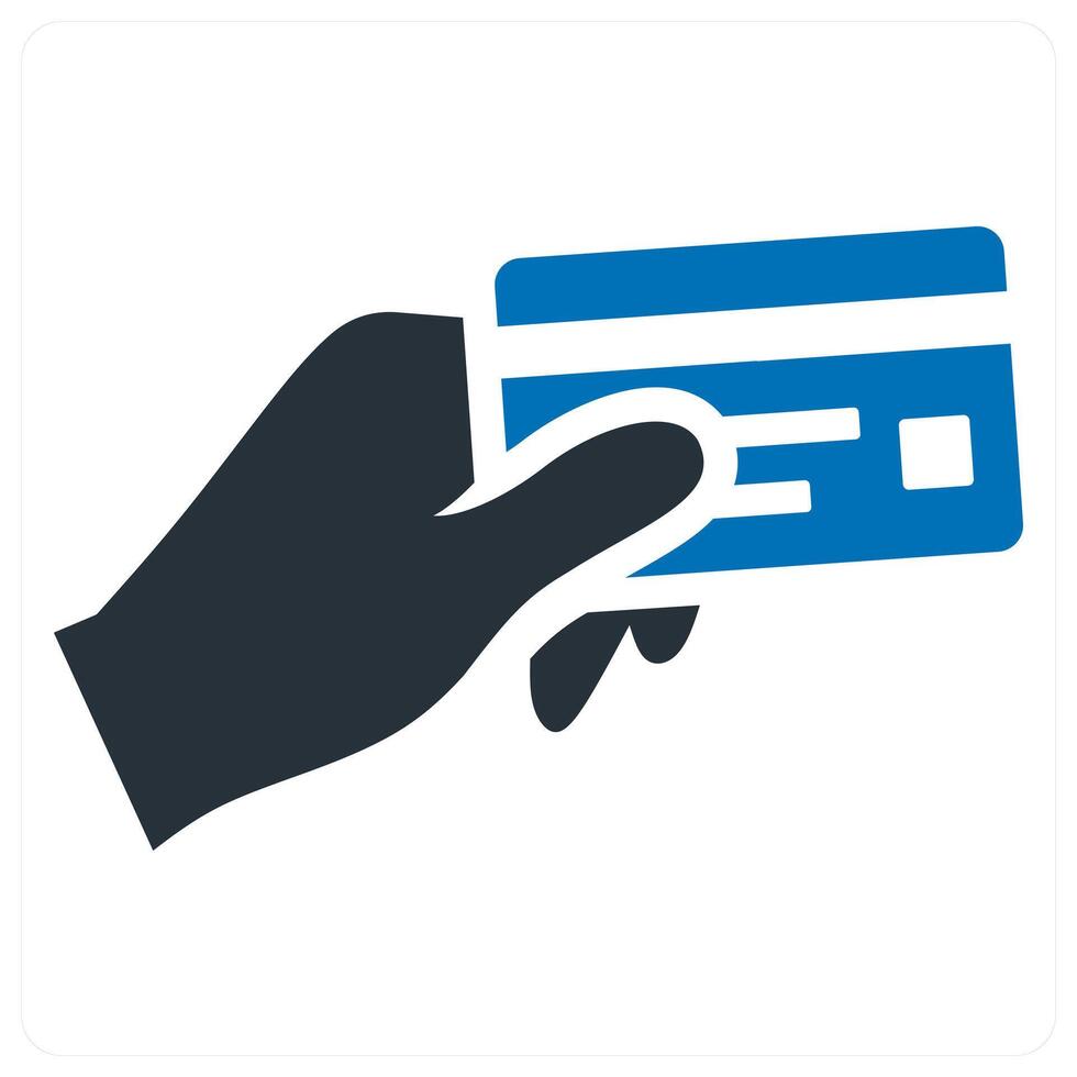 Card In Hand icon concept in blue vector