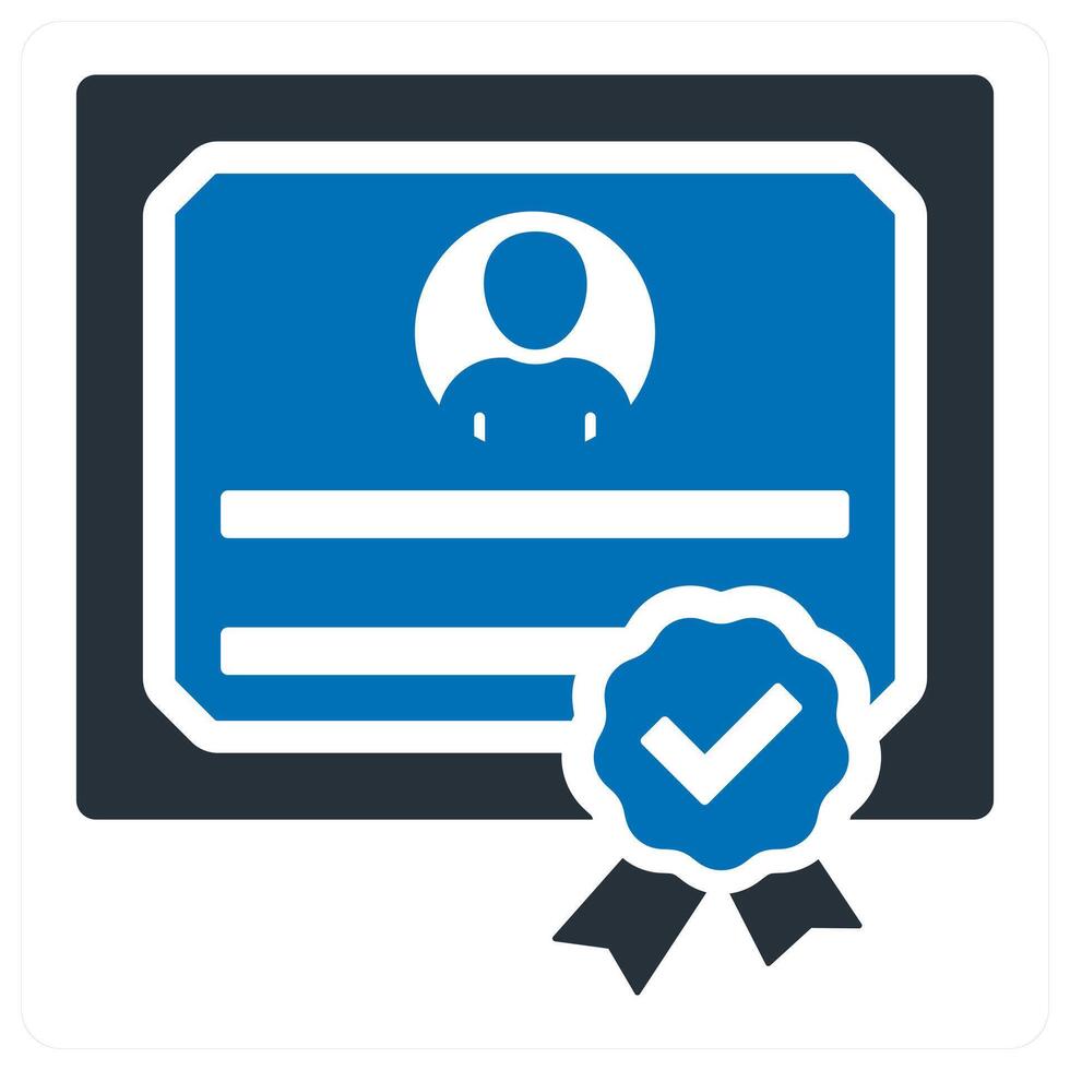 Certificate icon concept in blue filled vector
