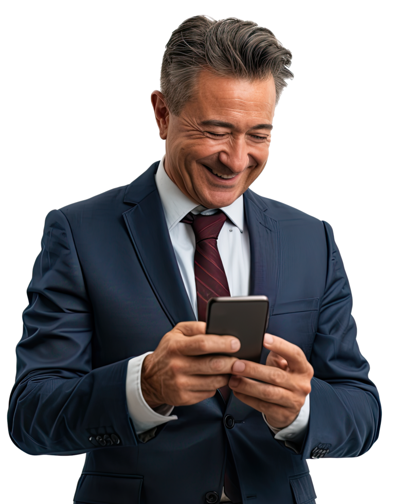 a man in a suit is using his phone png
