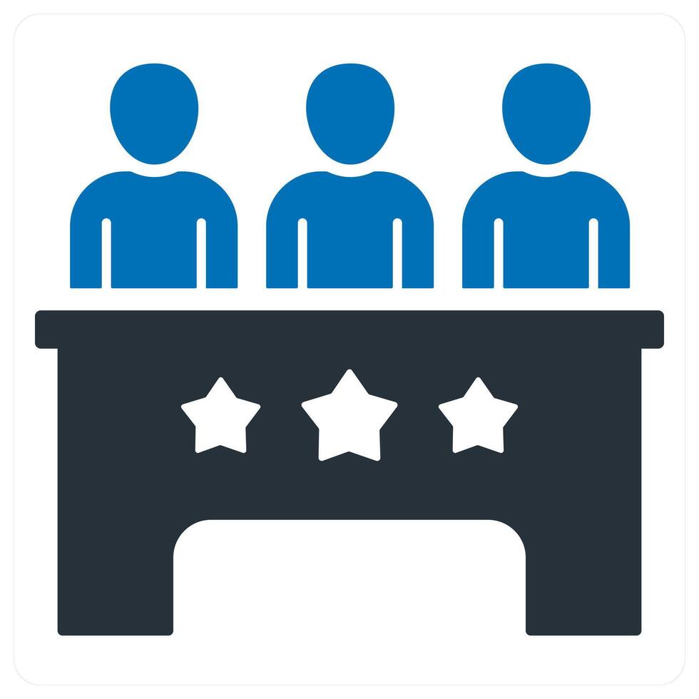 Meeting icon concept in blue filled vector