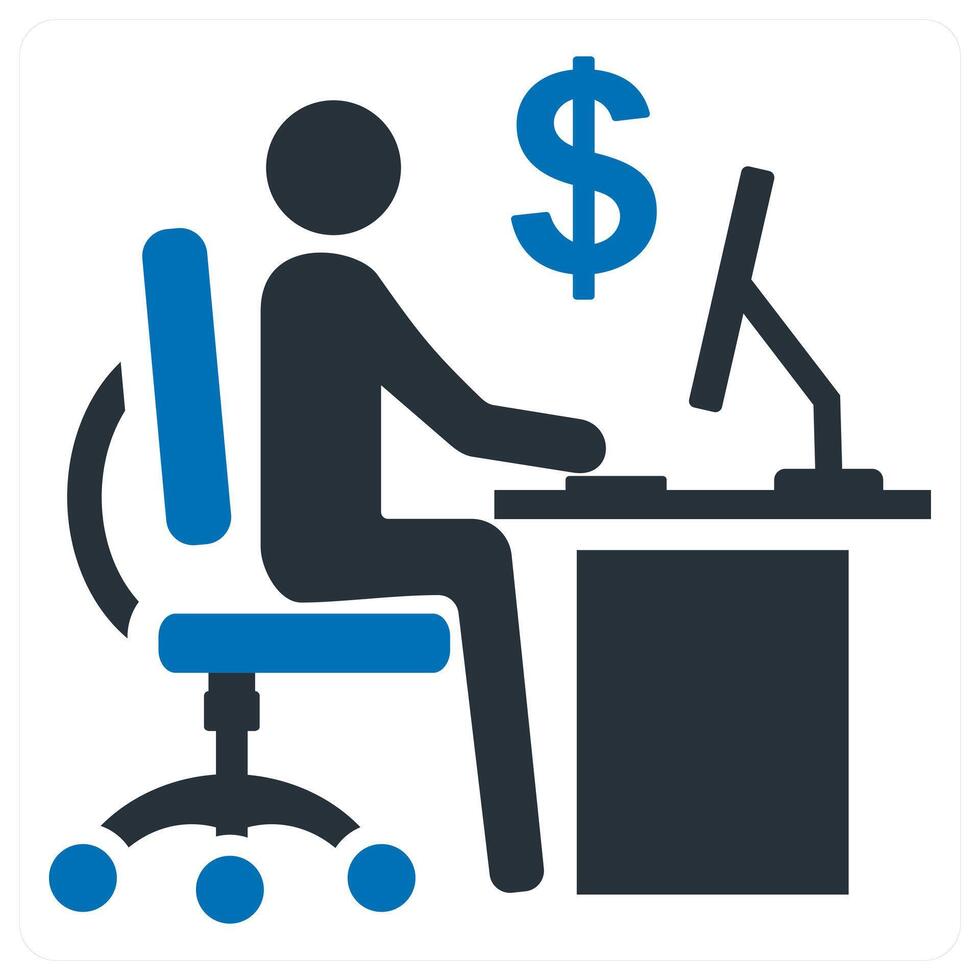 Office Work icon concept in blue filled vector