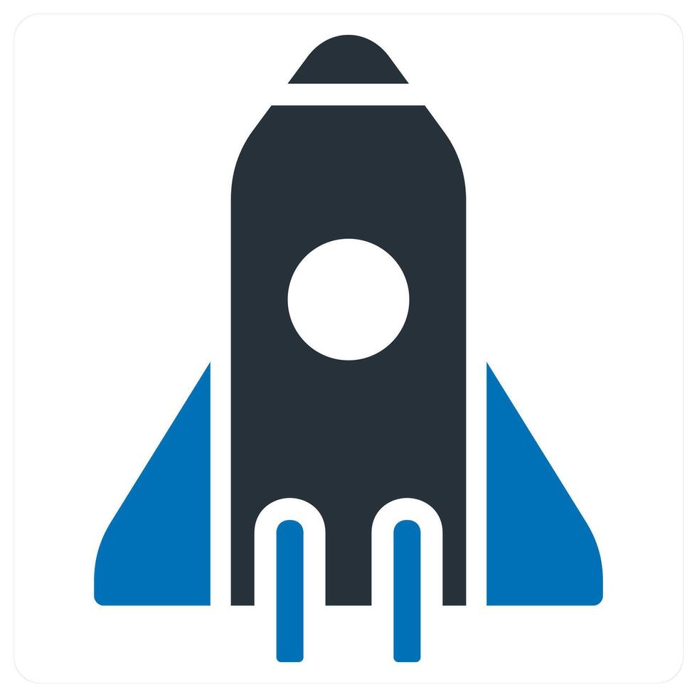 Launch icon concept in blue filled vector