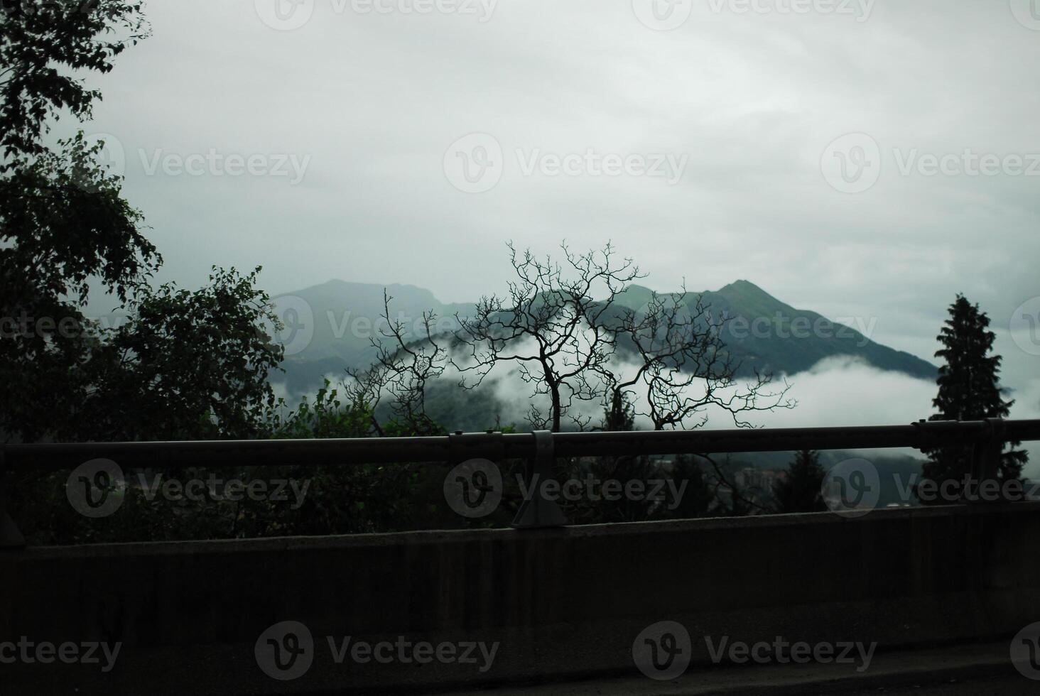 Captured the mystical atmosphere of a foggy mountain landscape photo