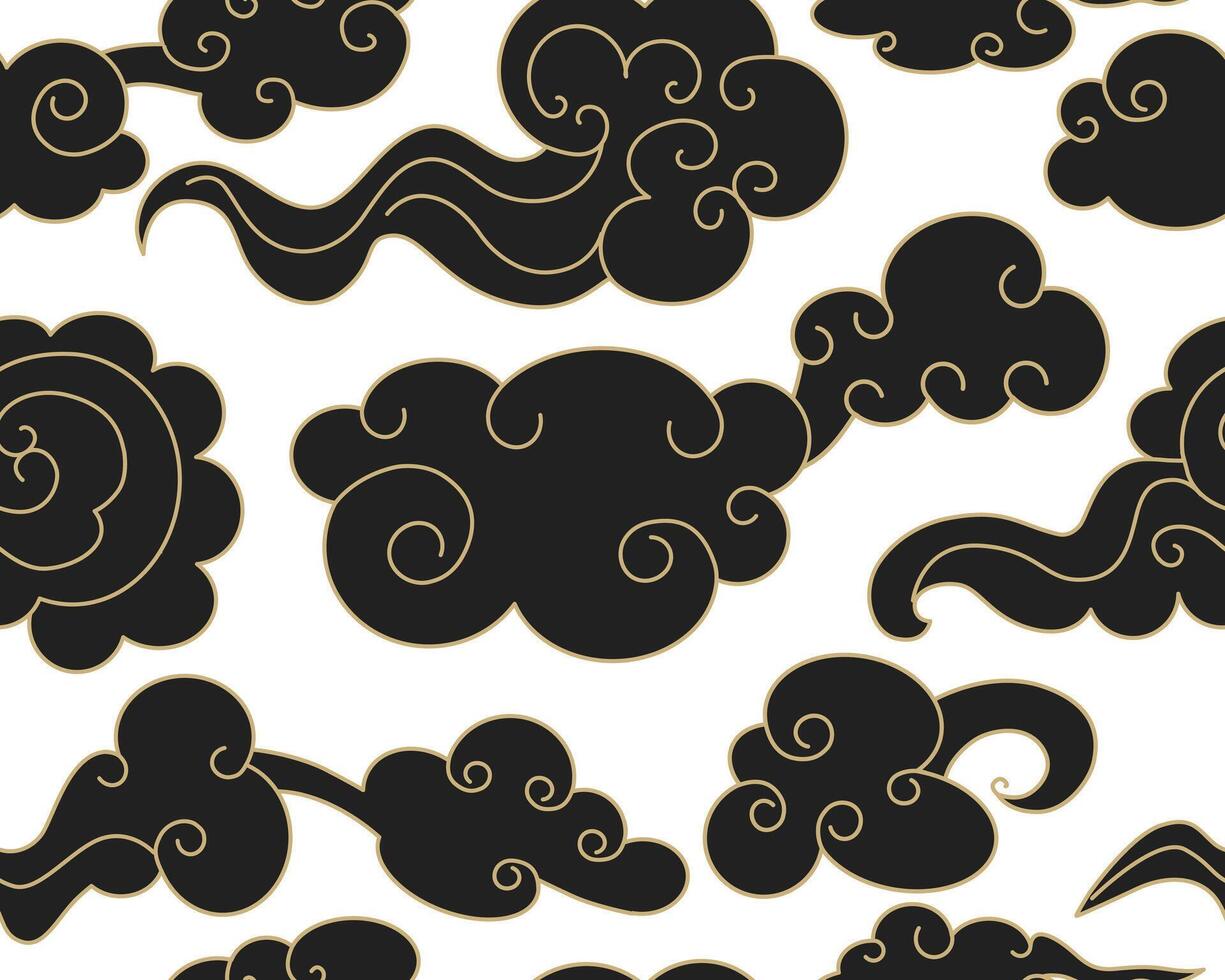 Clouds seamless pattern in oriental style. Decorative Chinese magic frame. illustration. vector