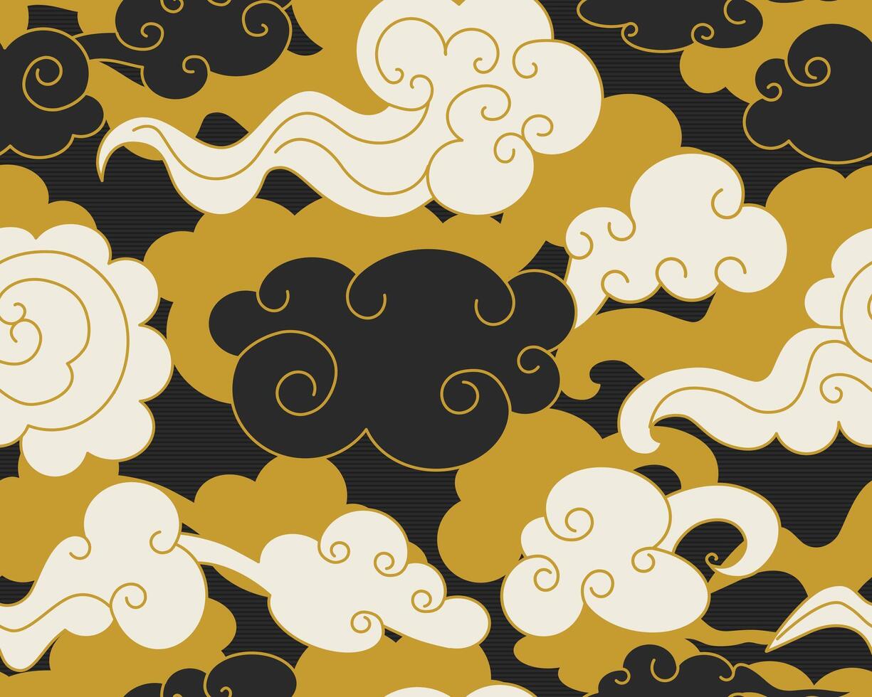 Clouds in the night sky. Decorative Chinese magic frame. vector