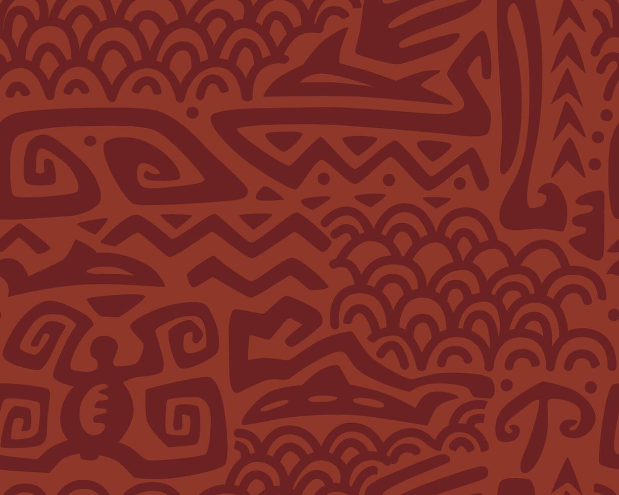 Hawaiian motifs.. Tiki seamless pattern. Aztec textile print. vector