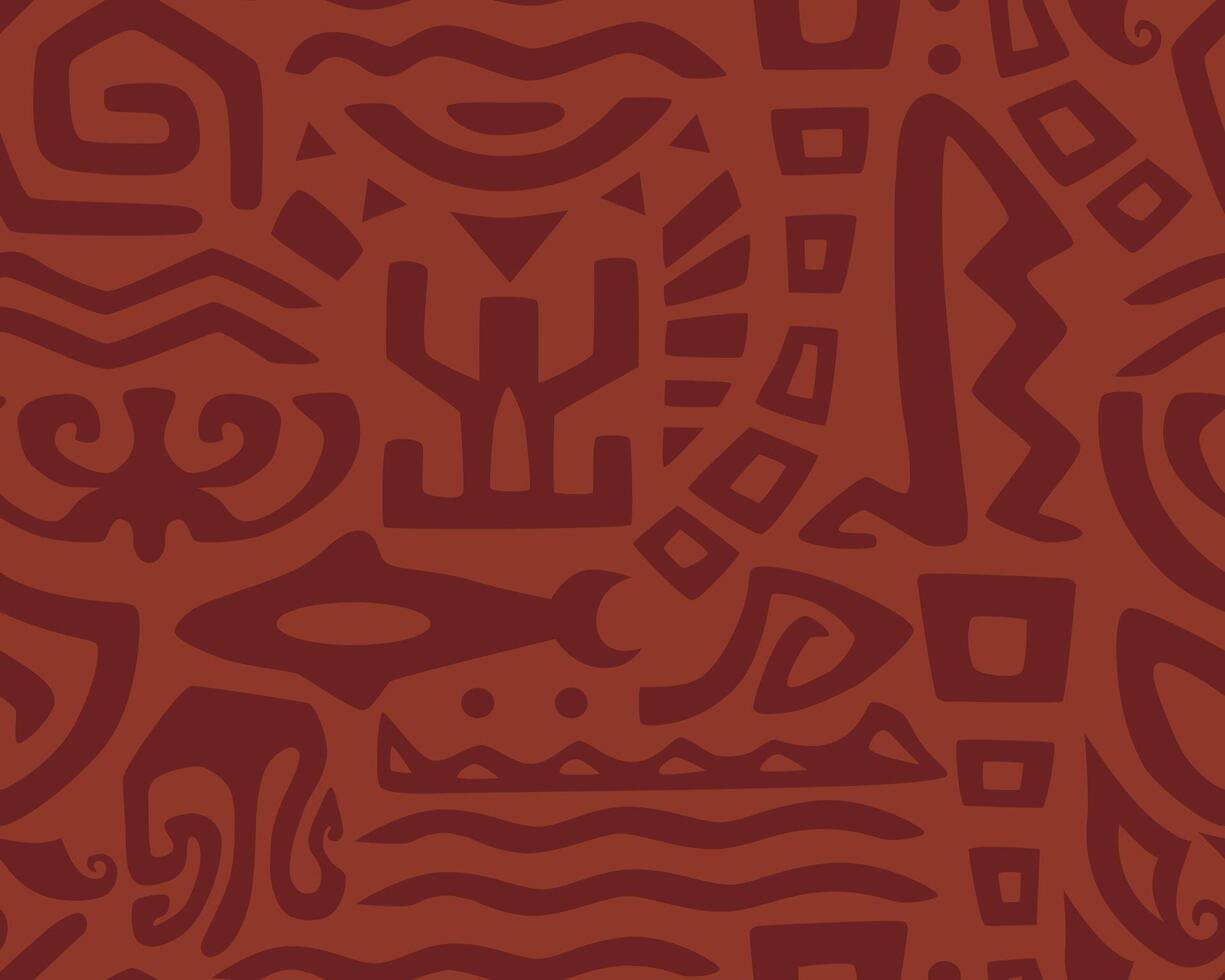 Hawaiian motifs Tiki seamless pattern. textile print. vector