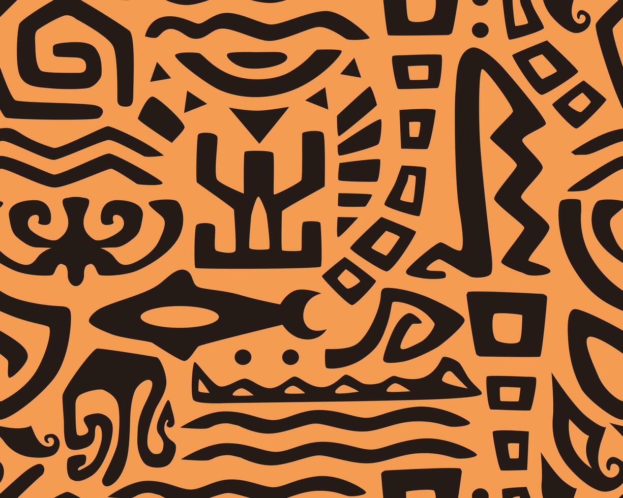 Hawaiian motifs.. Tiki seamless pattern. Suitable for printing on fabric and paper, for parties. vector