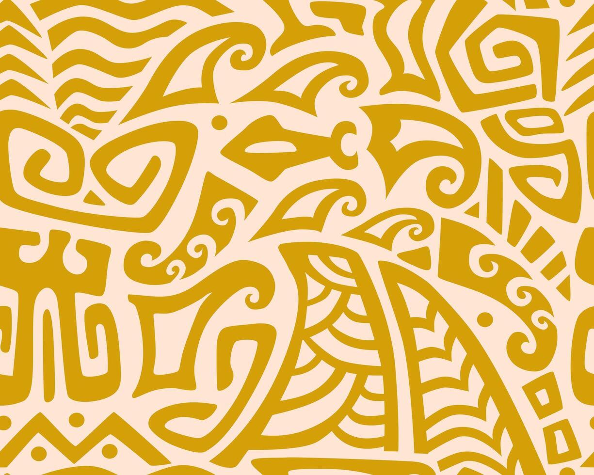 Hawaiian motifs.. Tiki seamless pattern. Aztec textile print. Suitable for printing on fabric and paper, for parties. vector