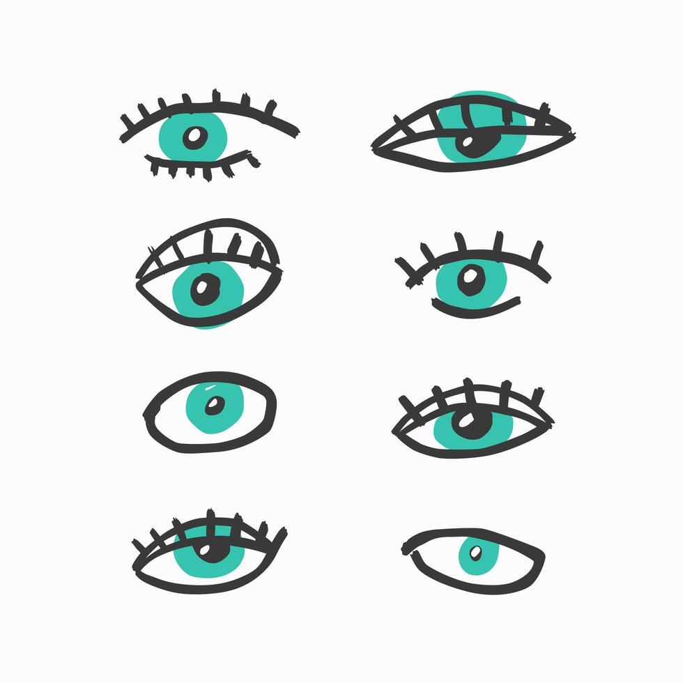 Eyes hand-drawn set. Abstract doodle eyes. vector