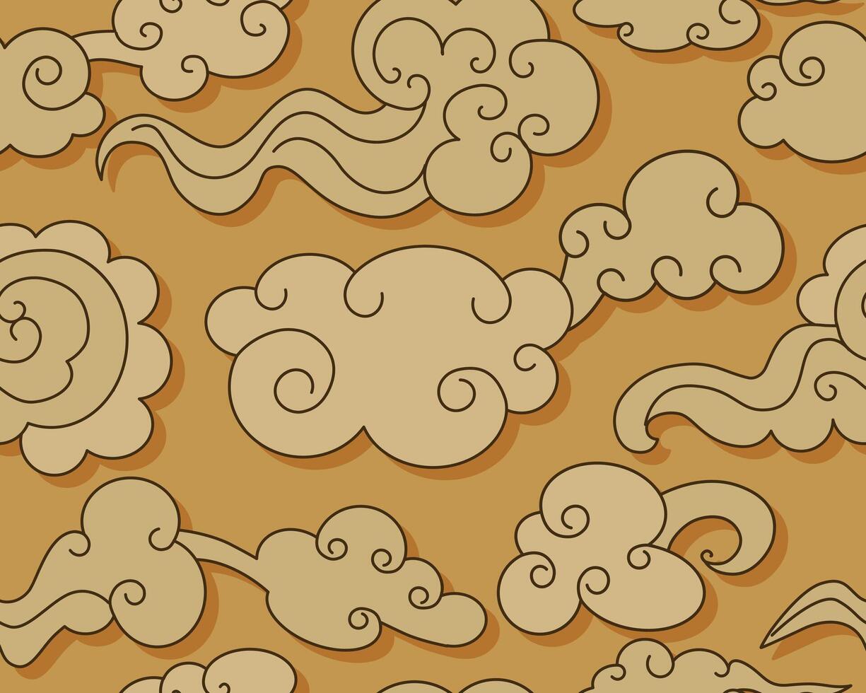 Clouds set in gold oriental style. Decorative Chinese vector