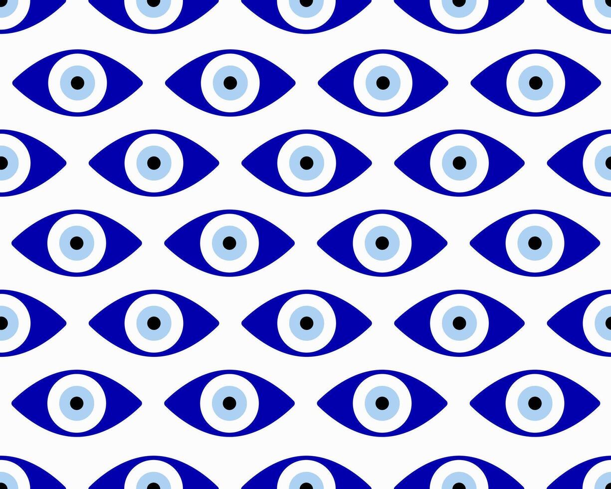 Evil eye seamless pattern.Amulet. Blue colored background. vector
