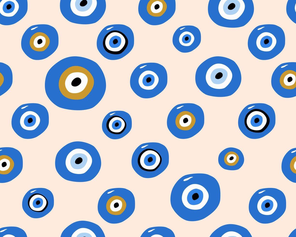 Evil eye blue seamless pattern. textured background. Amulet vector