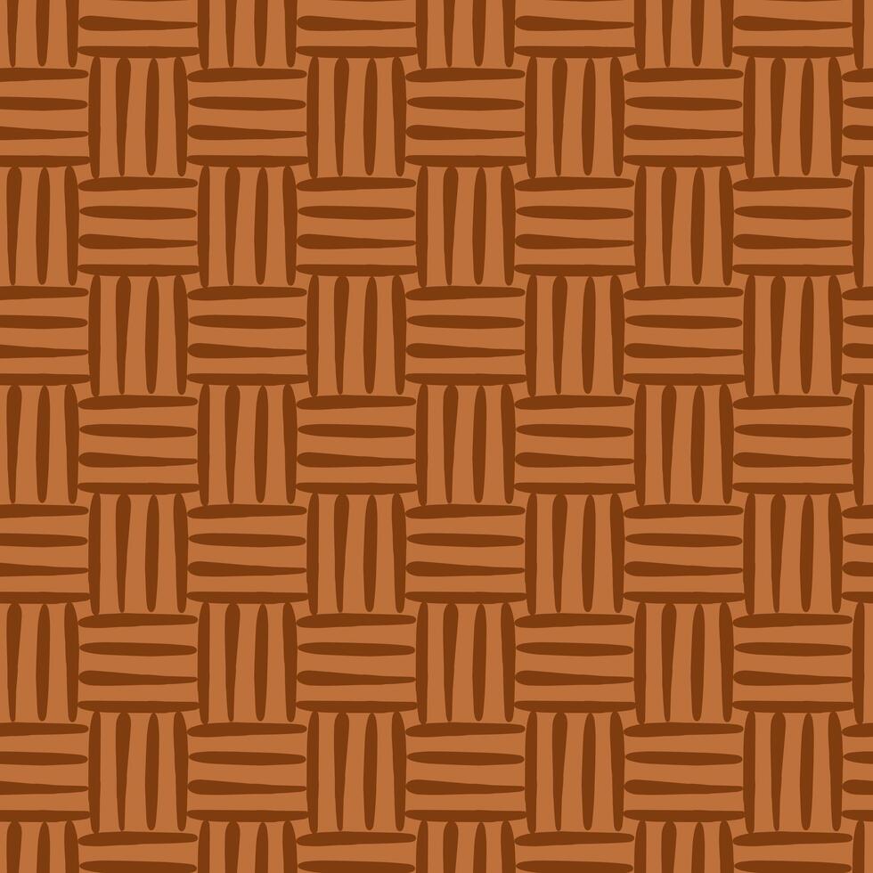 Rattan seamless pattern. Texture of the weave. Hand draw brown illustration. vector