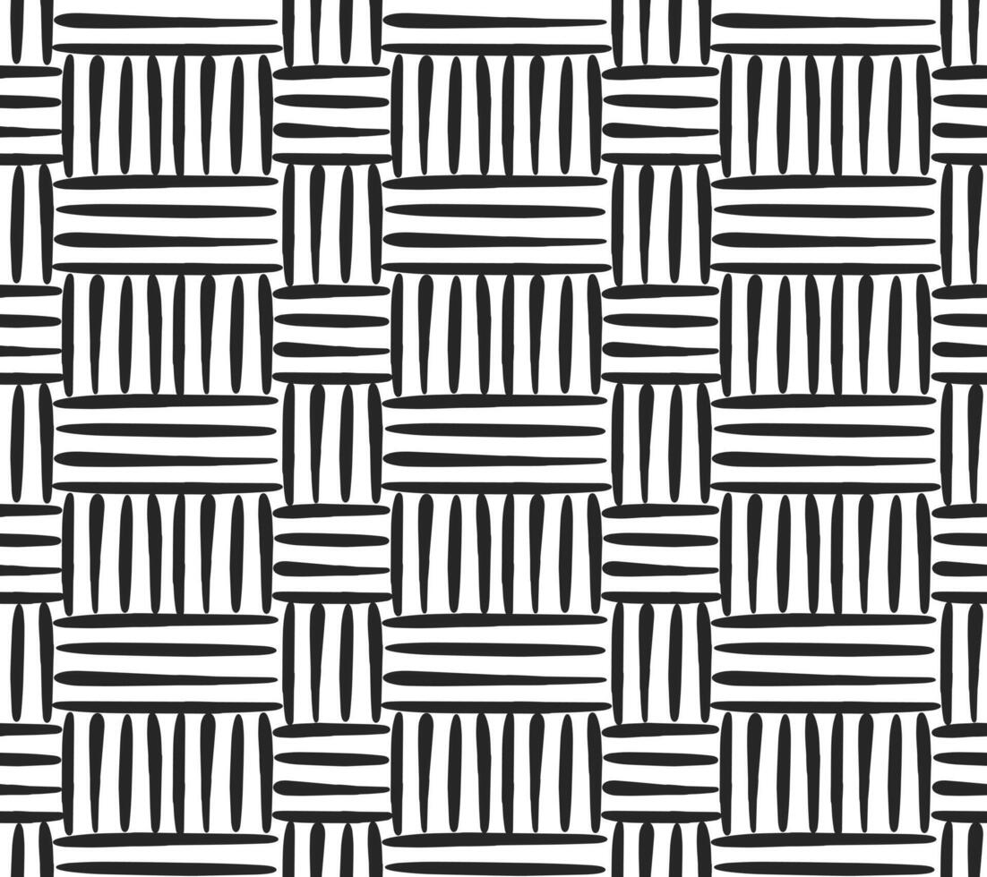 Rattan seamless pattern. Texture of the weave.Black and white vector