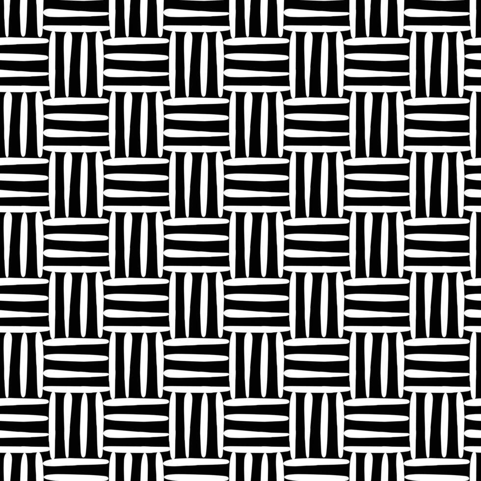 Rattan seamless pattern. Texture of the weave. Hand draw black illustration. vector