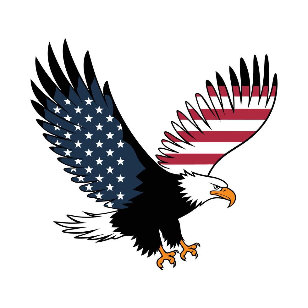 Patriotic Bald Eagle with American Flag Wings Illustration vector